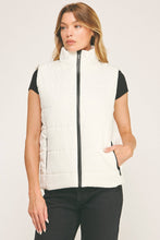 White Contrast Zip Cropped Puffer Vest