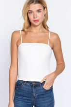 Celadon Green Straight Neck Two Ply Rib Knit Cami Top