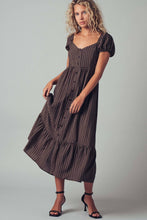 Brown Multi Check Puff Sleeve Smocked Midi Urban Daizy Dress