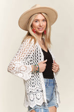 White Crochet Scalloped Hem Cardigan
