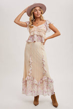Pink Combo Floral Trimmed Maxi Lace skirt