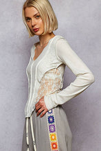 Ivory Round neck long sleeve outseam solid lace POL top