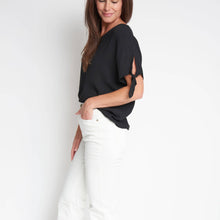Jet Nika Crepe Tied Short Sleeve V-Neck Blouse