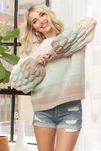 Mint Multi Puff Sleeve Ombre Sweater