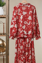 Red Floral Print Button-Up Cardigan Loungewear