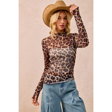 Leopard Mesh Long Sleeve Top