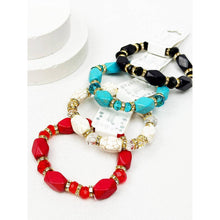 Bold Stones and Beads Mixed Adjustable Stretch Bracelet: MIX COLOR / ONE(12)