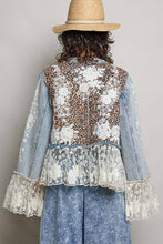 Boho Lace Trim Patchwork Denim Jacket: DENIM / L