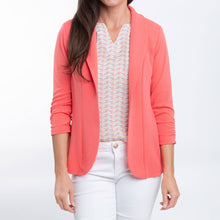 Geranium Dove Ruched Stretch 3/4  Sleeve Crepe Blazer