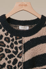 Black Multi Mixed Animal Print Knit Sweater