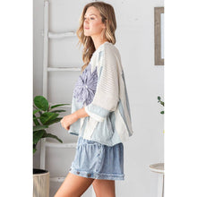 Light Blue Washed 3D Flower Boxy Knit Oli&Hali Top