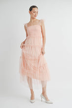Pink Romantic Tiered Tulle Smocked Maxi Dress