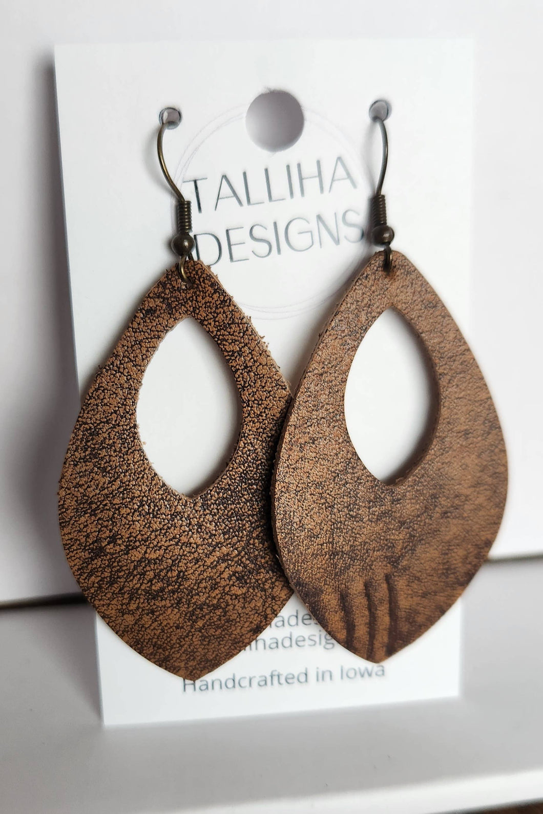 Whiskey Genuine Leather Boho Western Petal Earrings