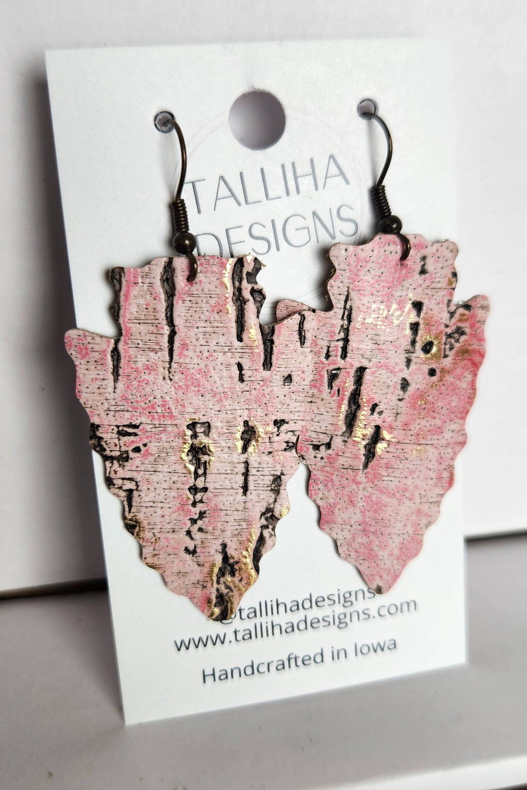 Pale Pink Leather Wildwood Boho Western Arrowhead Earrings