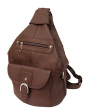 Brown cowhide leather backpack