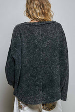 Black Vintage Thermal Micro-Check Waffle Knit Solid POL Top