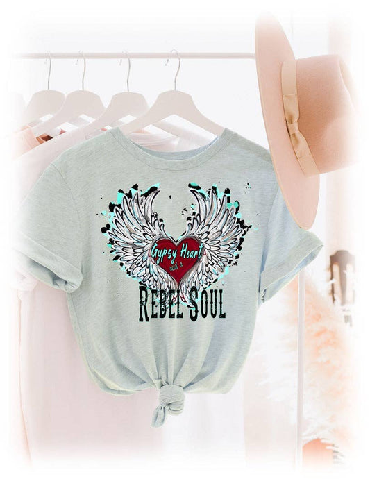 Heather Ice Grey Gypsy Heart and a Rebel Soul Tee