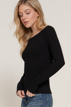 Black Long Sleeve Round Neck Double Layer Tee