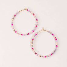 Ashli Lavender Beaded Drop Hoop  Earrings