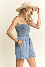 Denim Smocking Top Romper