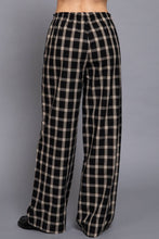 Black Taupe Wide Leg Plaid Woven Pants
