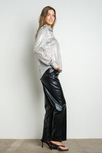 Grey Metallic Foil Knit Button Up Long Sleeve Shirt