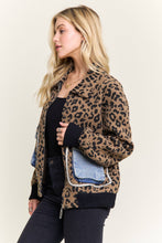 Brown Leopard Jacket with denim pockets