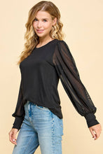 Black Top with detailed Laced Sleeves