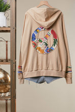 Beige Flower Fabric Detail Hooded Sweatshirt