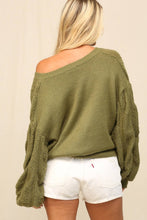 Terra Moss Pullover With Exaggerated Ruching Sleeves