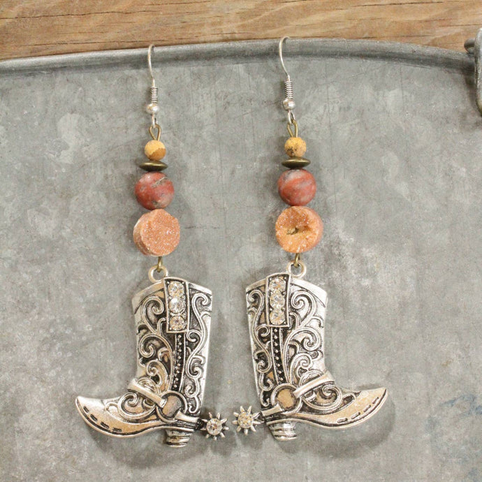 Primitive Peddler Just A Girl With Her Hat & Boots Dangle Drop Earrings