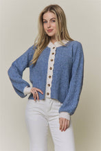 CONTRAST SCALLOP TRIM SWEATER CARDIGAN Latte