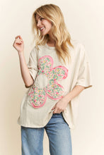 Natural Mineral Washed Floral Flower Patched Tshirt