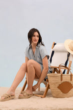 Denim Stripe Chambray Collared Cuff Sleeve Mini Dress