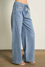 Denim Rhinestone Wide Pants