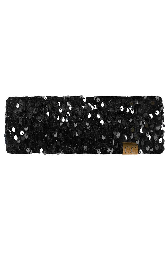 Black C.C Sequin Headwrap