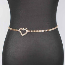 Gold Rhinestone Heart Chain Belt