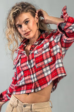 Black Western Inspired Cropped Button Down Plaid Flannel Urban Daizy Shirt
