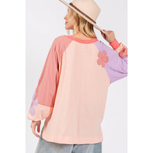 Blush Multi Daisy Patch Applique Long Sleeve Sage+Fig Top