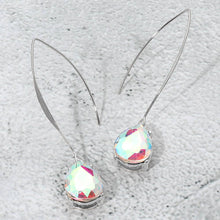 Peach Teardrop Stone Cluster Long Drop Earrings