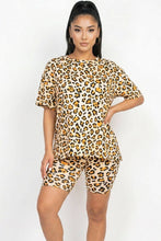 Cheetah Leopard Print Loose Fit Top & Biker Shorts Set: Print 309 Cheetah / L