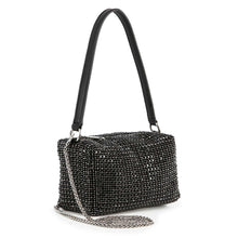 Petite Rhinestone Bling Shoulder Bag: Black
