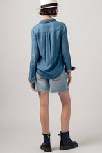 White Classic Tencel Utility Casual Button Down Chambray Urban Daizy Shirt