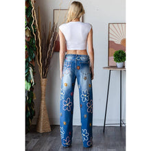 Denim Multicolor Flower Embroidered Washed Oli+Hali Jeans