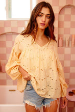 Light Peach Puff Sleeve Eyelet Lace Babydoll Bucketlist Tunic