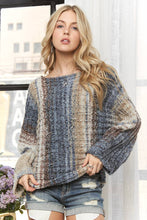 Navy Multi Boat Neck Multi Stripe Sweater