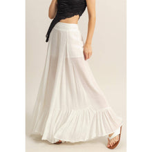 White High-Waist Ruffle Flared Wide Leg HYFVE Pants