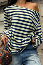 Green One-Shoulder Striped Top