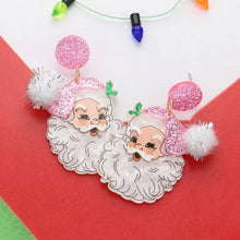 Red Glittered Resin Pom Santa Dangle Earrings