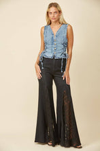 Black Denim Lace Wide Leg Jeans